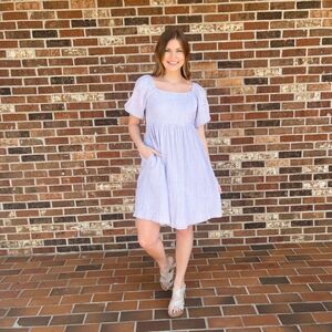 Listicle Meet Me There Lavender Square Neck‎ Mini Dress